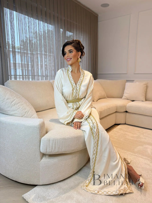 قفطان براء أبيض – قفطان مغربي مصنوع يدويًا – صورة المنتج 2