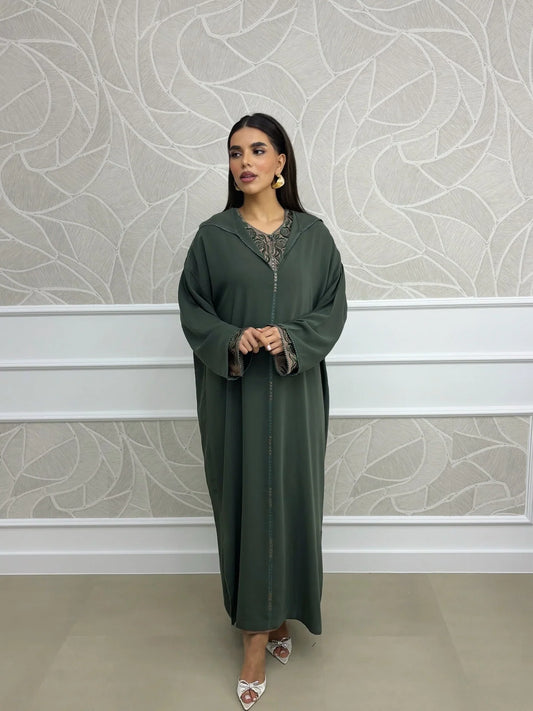 جلّابة سكينة خضراء – لباس مغربي مريح للاستخدام اليومي – صورة المنتج 2