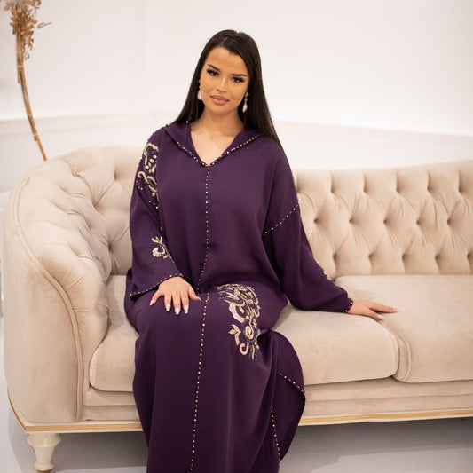 جلّابة سميرة بنفسجية – لباس مغربي مريح للاستخدام اليومي – صورة المنتج 2
