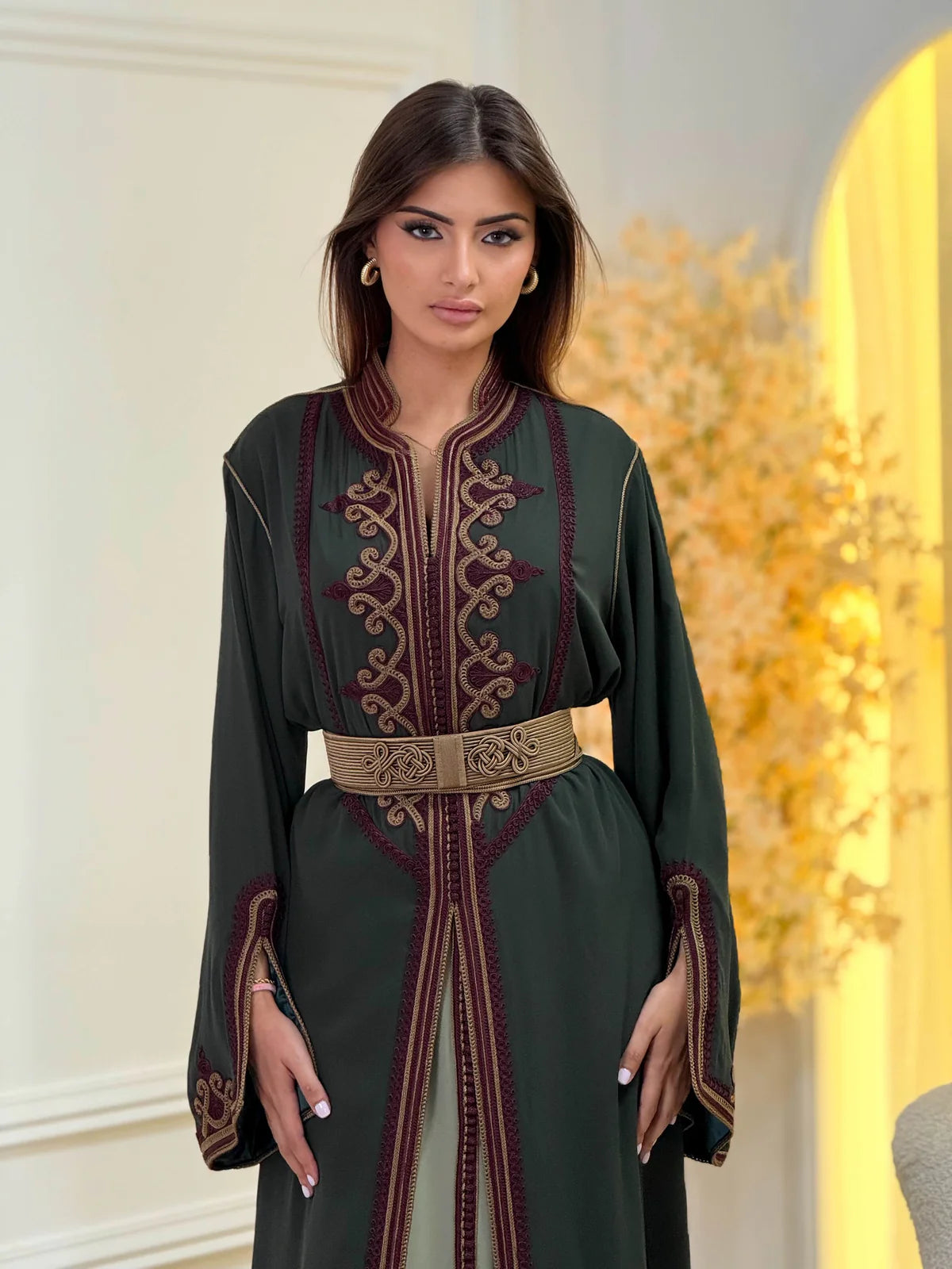تكشيطة دنيا خضراء – فستان مغربي احتفالي من قطعتين – صورة المنتج 4
