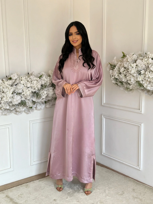 عباية مارينا وردية – رداء مغربي أنيق للبيت واللقاءات – صورة المنتج 2