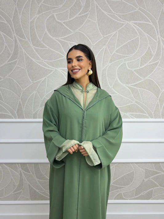 جلّابة سكينة خضراء – لباس مغربي مريح للاستخدام اليومي
