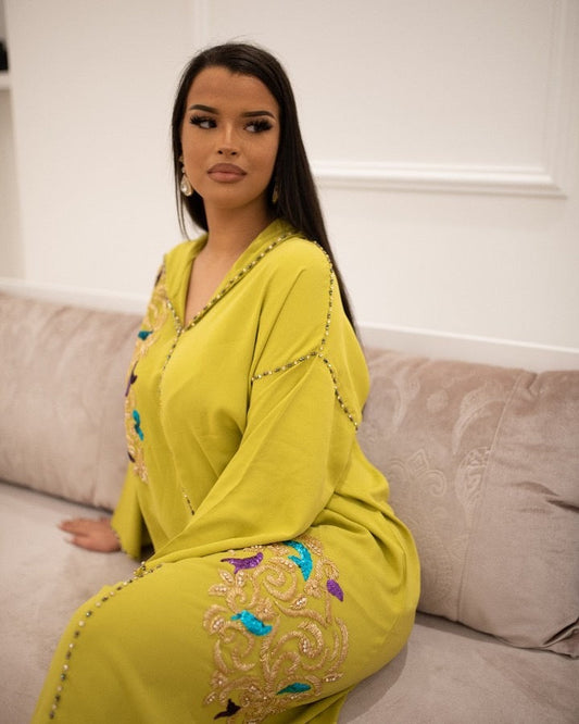 جلّابة رجاء صفراء – لباس مغربي مريح للاستخدام اليومي – صورة المنتج 2