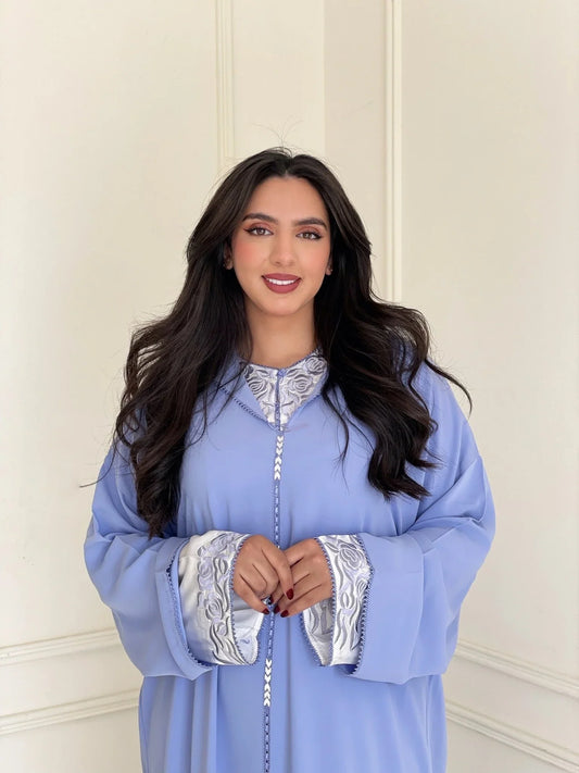 جلّابة نعيمة زرقاء – لباس مغربي مريح للاستخدام اليومي