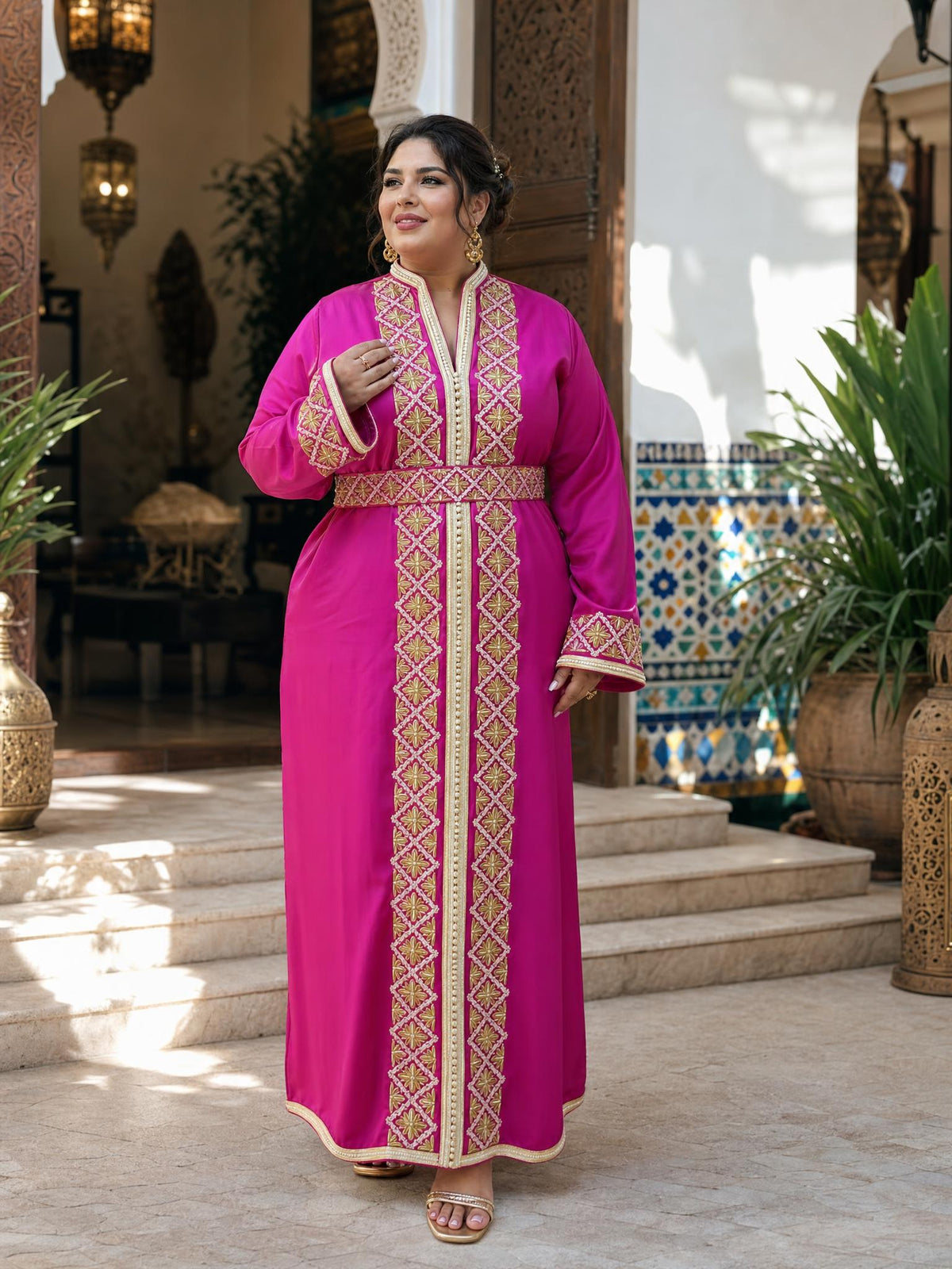 Dounia Kaftan – Handcrafted Moroccan Kaftan Dress \u2014 plus-size model