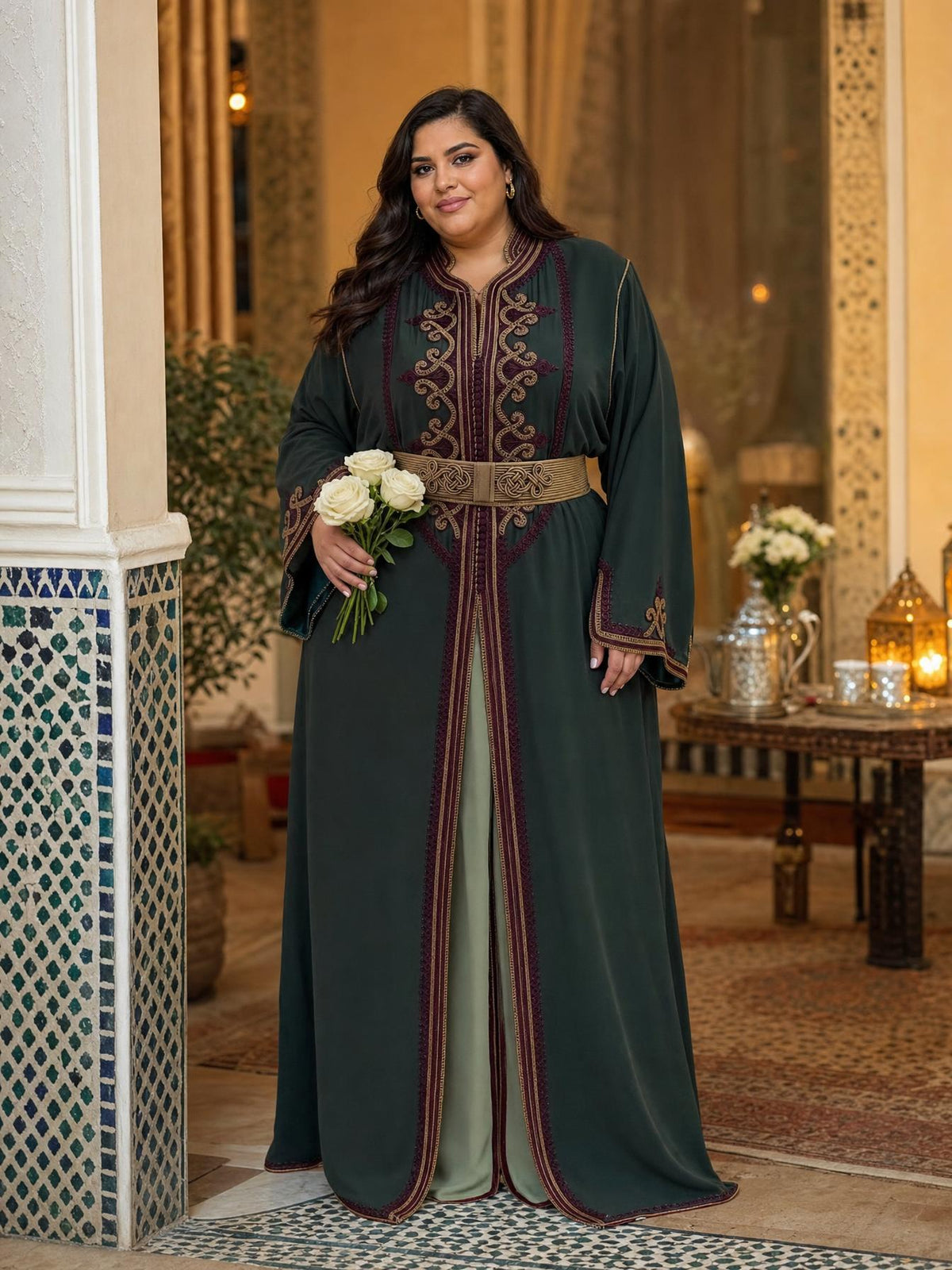 Dounia Takchita – Two-Piece Moroccan Ceremonial Dress \u2014 plus-size model