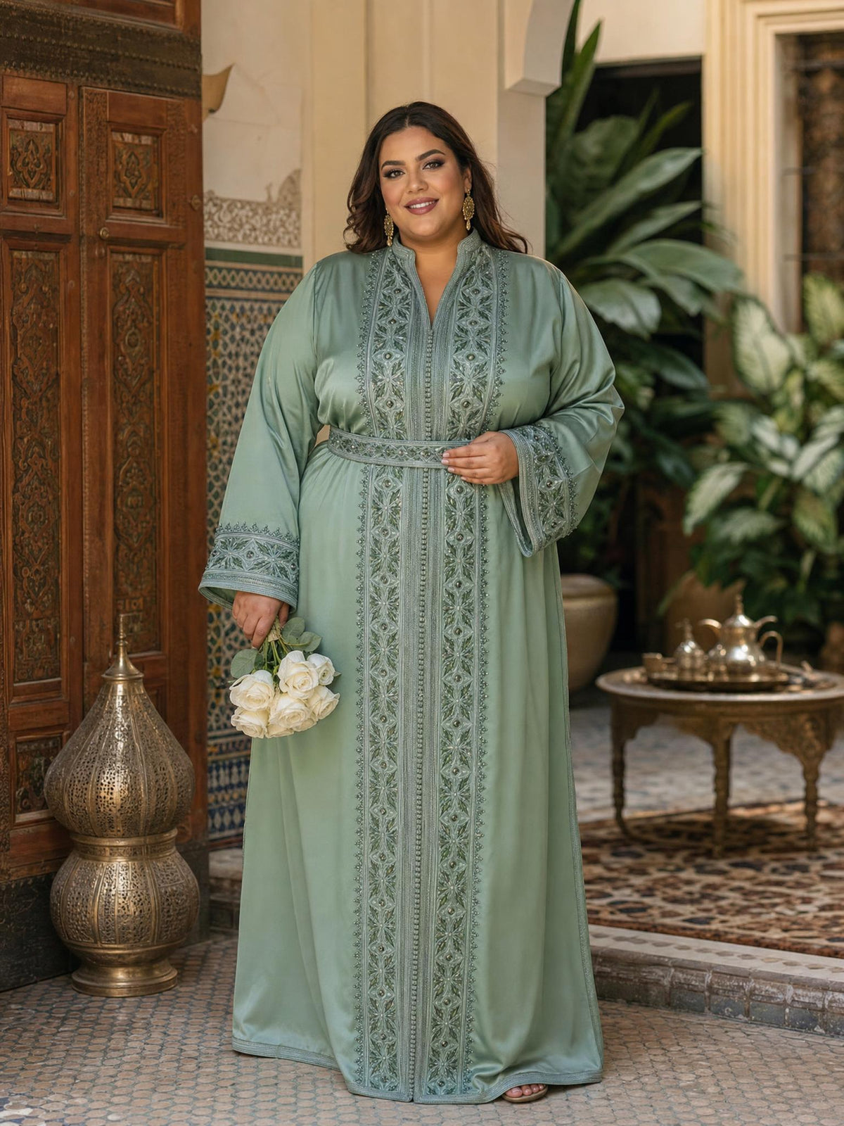 Malak Kaftan – Handcrafted Moroccan Kaftan Dress \u2014 plus-size model