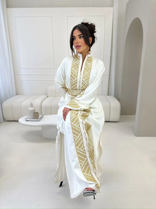 قفطان شروق أبيض – قفطان مغربي مصنوع يدويًا – صورة المنتج 2