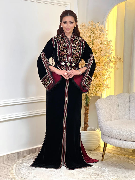 قفطان رجوى أسود – قفطان مغربي مصنوع يدويًا