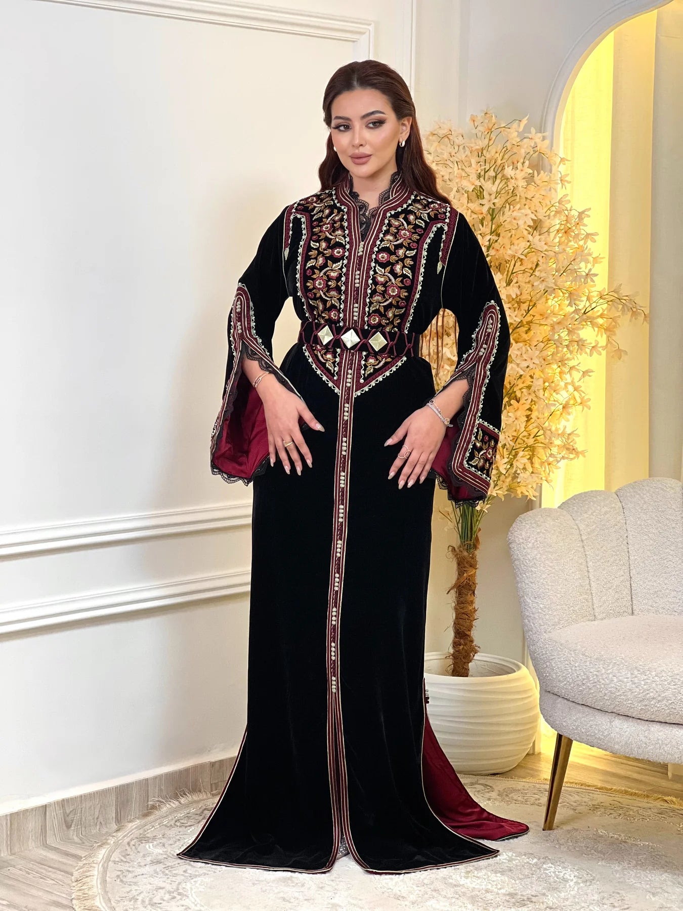 قفطان رجوى أسود – قفطان مغربي مصنوع يدويًا – صورة المنتج 3