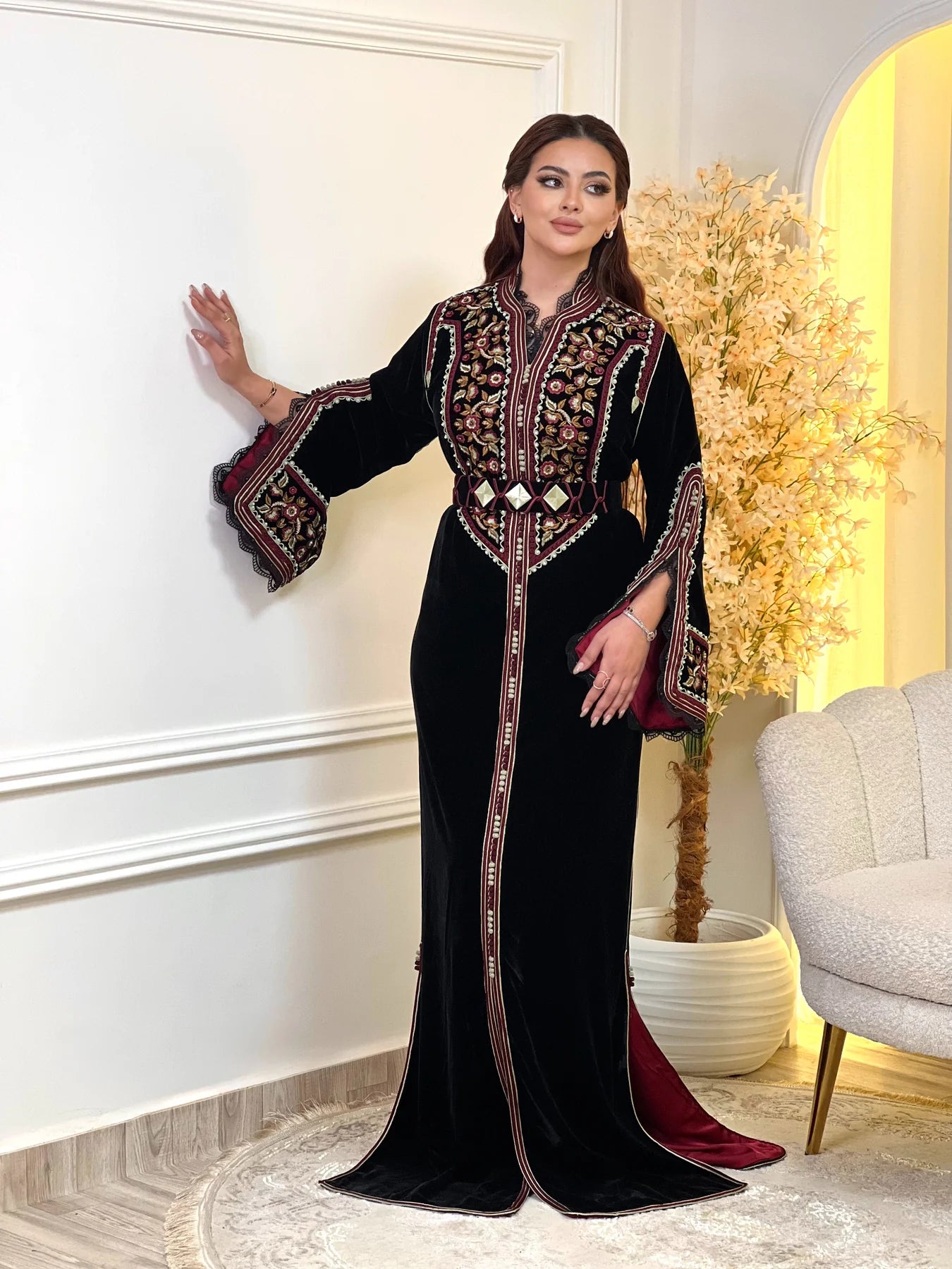 قفطان رجوى أسود – قفطان مغربي مصنوع يدويًا – صورة المنتج 4