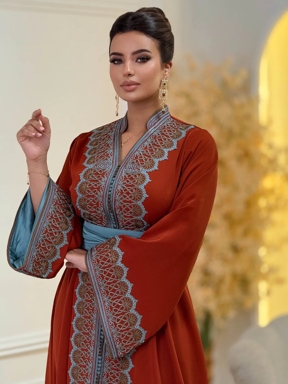 قفطان راوية أحمر – قفطان مغربي مصنوع يدويًا – صورة المنتج 6